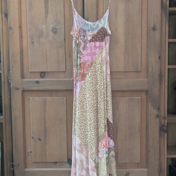Anthropologie Kachel dress size 6 100% silk paisley cheetah print maxi - Picture 6 of 6